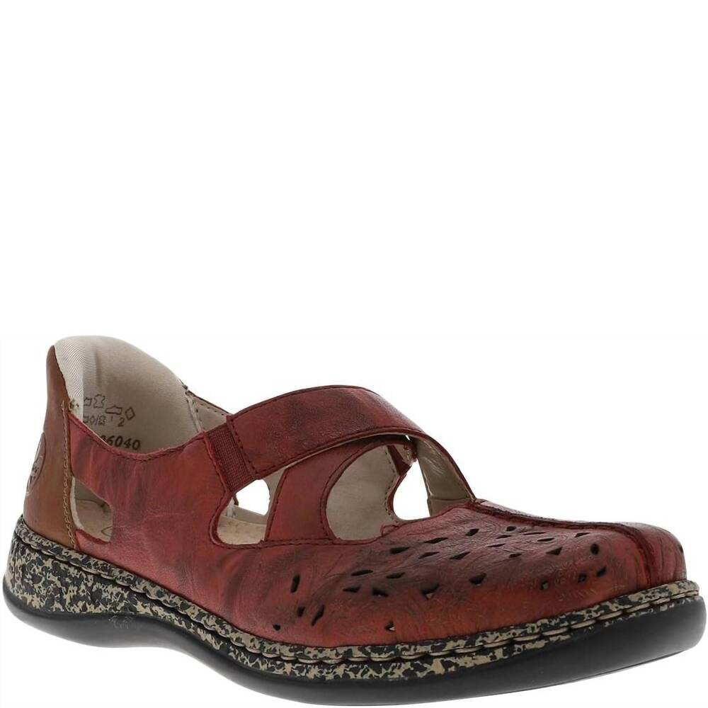NEW RIEKER women's mary jane shoes in red tan